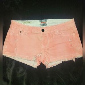 Hot Kiss Pink Jean Shorts Distressed Frayed Hem